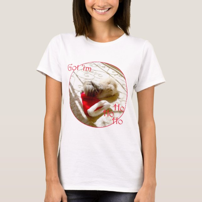 Camiseta Perro Pekinés Sombrero de Santa (Anverso)