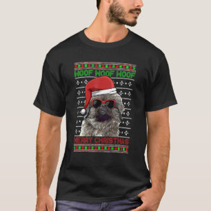 Camiseta Perro Pekingese Divertido Woof Feliz Navidad