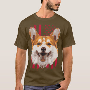 Camiseta Perro Pembroke Corgi galés con bandera estadounide