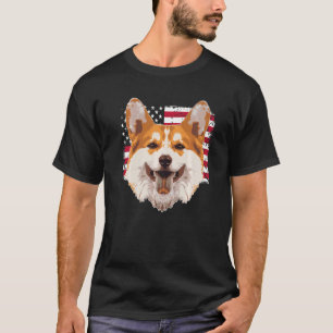 Camiseta Perro Pembroke Welsh Corgi Con Bandera Estadounide