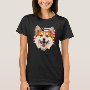 Camiseta Perro Pembroke Welsh Corgi Con Nuestra Bandera Ame