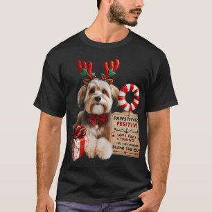 Camiseta Perro Pequeño Adorable con Cornamenta de Reno y Co
