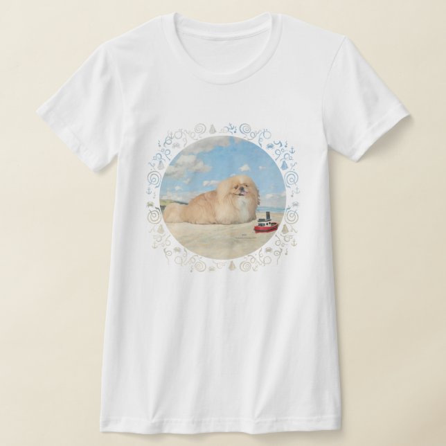 Camiseta Perro pequinés en la orilla del mar (Distribución)