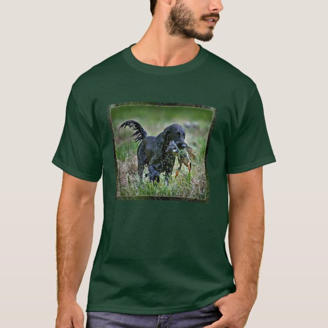 Camiseta Perro perdiguero de Flatcoated con el pato (Anverso)
