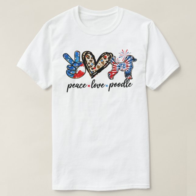 Camiseta Perro perro canino paz amor perro caniche tie tye  (Diseño del anverso)