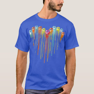Camiseta Perro Perro Paws Corazón Dueño de Perro Arcoiris M