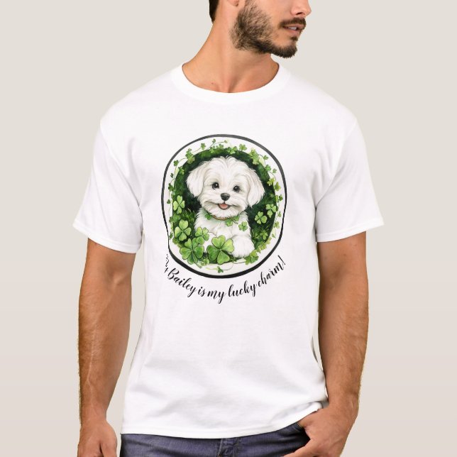 Camiseta Perro personalizado con encanto maltés TShirt (Anverso)