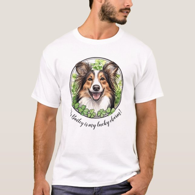 Camiseta Perro personalizado con suerte encanto TShirt Shet (Anverso)
