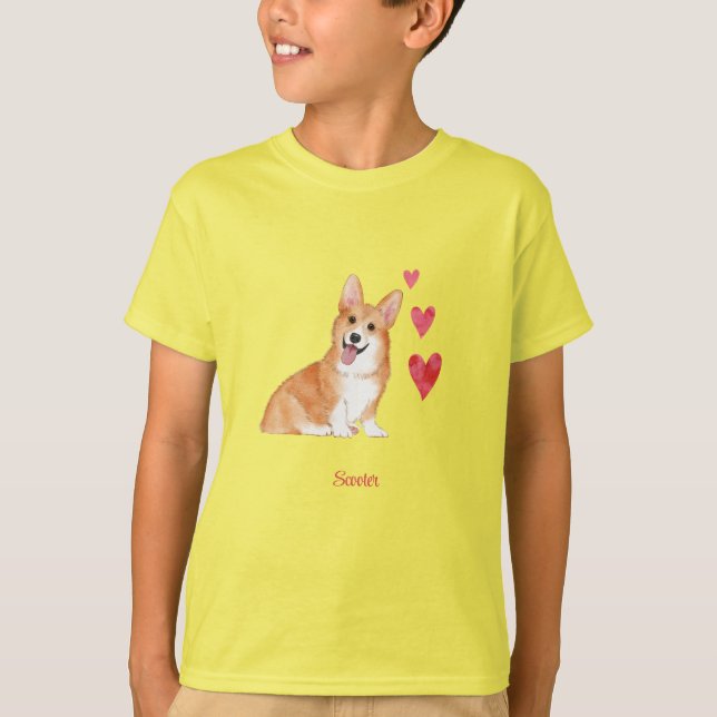 Camiseta Perro personalizado de Pembroke Welsh Corgi (Anverso)
