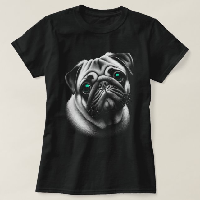 Camiseta Perro picado con ojos turquesa en diseño ornato (Diseño del anverso)