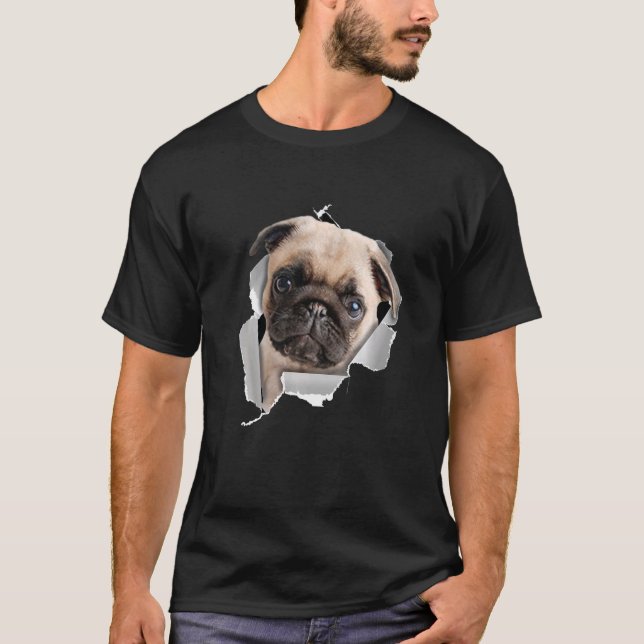 Camiseta Perro picante aguijón cara Perro de pug (Anverso)