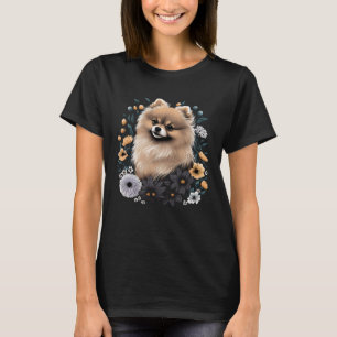 Camiseta Perro pimienta panomerano con pintura floral
