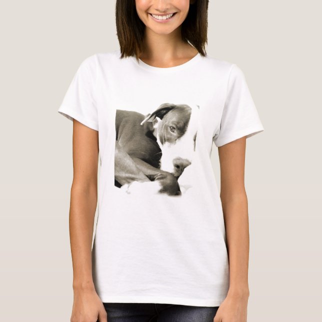 Camiseta perro pit bull adorable dormilón y perezoso (Anverso)