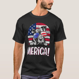 Camiseta Perro Pit Bull Divertido 4 De Julio Bandera Americ