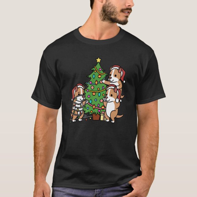 Camiseta Perro Pit Bull divertido árbol de Navidad (Anverso)