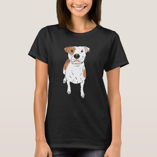 Camiseta Perro Pit Bull Manchado Blanco Divertido Pit Bull (Anverso)