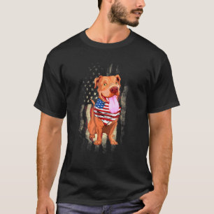 Camiseta Perro Pitbull Bandera Estadounidense 4 De Julio Pe