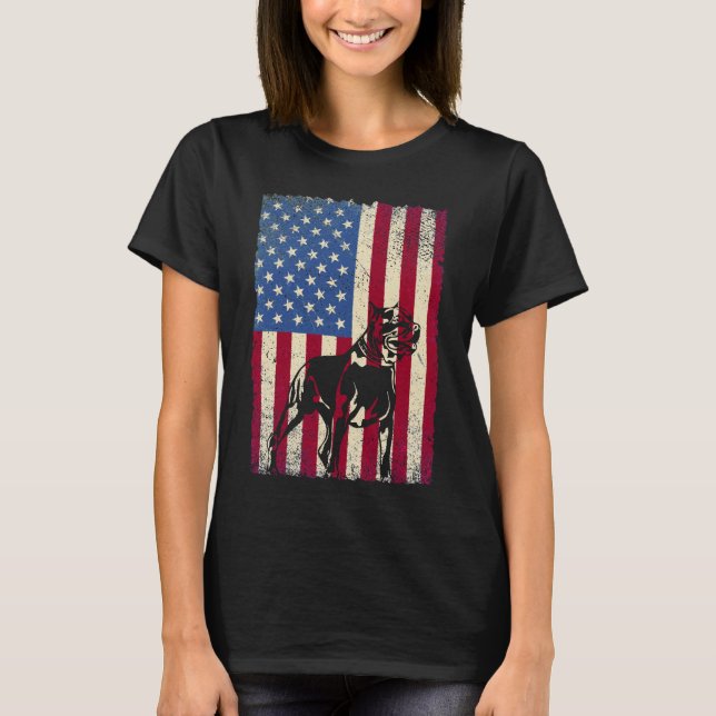 Camiseta Perro Pitbull Bandera Estadounidense Perro gracios (Anverso)