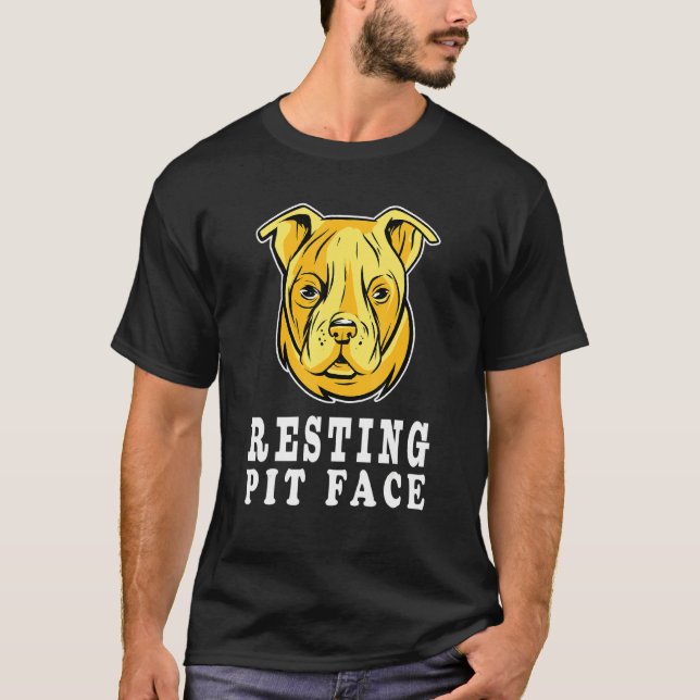 Camiseta Perro Pitbull Cara Resting Pit Face Funny Dog Happ (Anverso)
