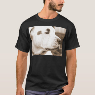Camiseta perro pitbull color sepia odio hecho no raza