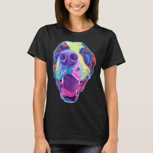 Camiseta Perro Pitbull con colores vivos y sonrientes