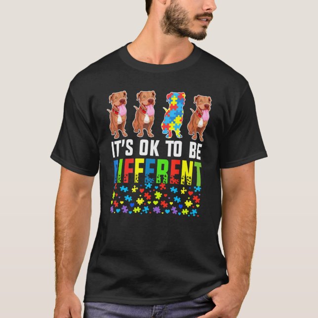 Camiseta Perro Pitbull Conciencia del Autismo (Anverso)