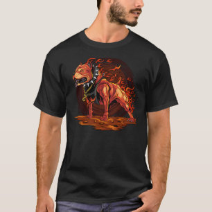 Camiseta Perro Pitbull De Hell Pit Bull Terrier Con Llamas