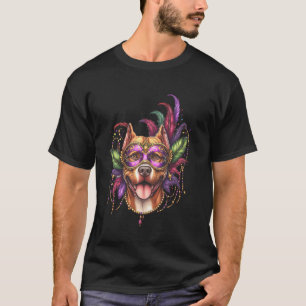 Camiseta Perro Pitbull de Nariz Roja Mardi Gras