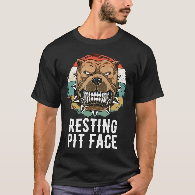 Camiseta Perro Pitbull Descansando Cara de Pit (Anverso)