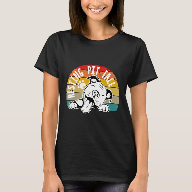 Camiseta Perro Pitbull Descansando Cara de Pit Gran Regalo  (Anverso)