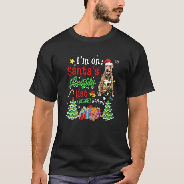 Camiseta Perro Pitbull en la traviesa navidad (Anverso)