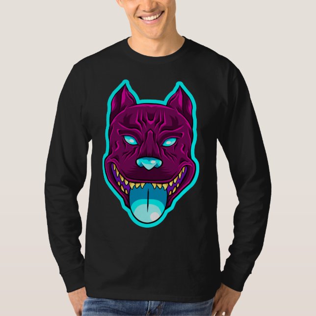 Camiseta Perro Pitbull Fuera De La Lengua (Anverso)