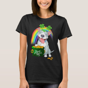 Camiseta Perro Pitbull Leprechaun Irlandés Rainbow Saint Pa