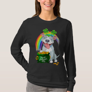 Camiseta Perro Pitbull Leprechaun Irlandés Rainbow Saint Pa