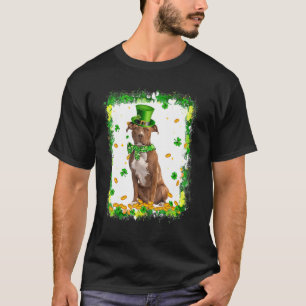Camiseta Perro Pitbull Lindo Día de San Patricio Trebol Irl