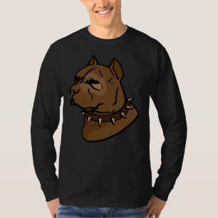 Camiseta Perro Pitbull Marrón Con Collar