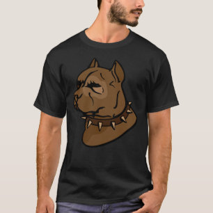 Camiseta Perro Pitbull Marrón Con Collar