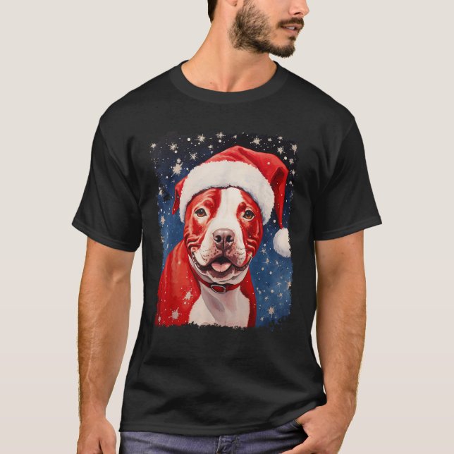 Camiseta Perro Pitbull Navidad  (Anverso)