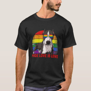 Camiseta Perro Pitbull Orgullo LGBT Retro Amor Es 
