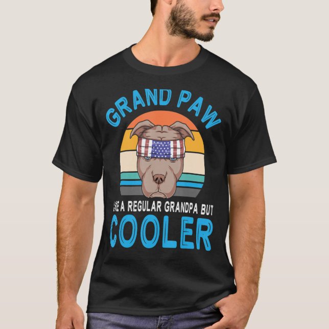 Camiseta Perro Pitbull Papa Grand Paw Como Un Abuelo Regula (Anverso)