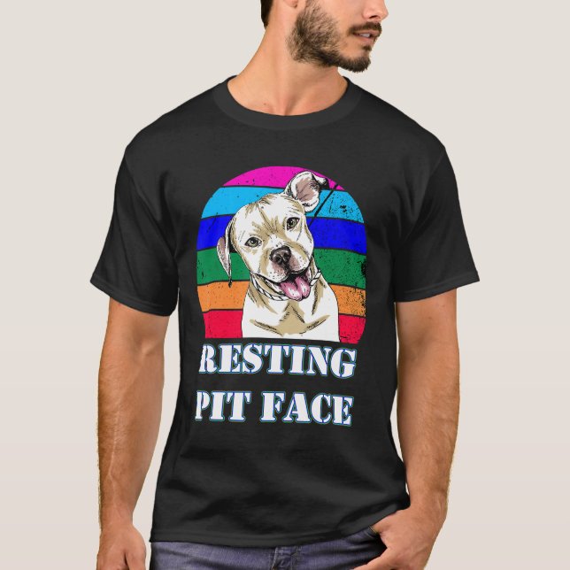 Camiseta Perro Pitbull Resting Pit Face Funny Face Dog Pitb (Anverso)