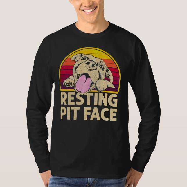 Camiseta Perro Pitbull Resting Pit Face Funny Para Pitbull  (Anverso)