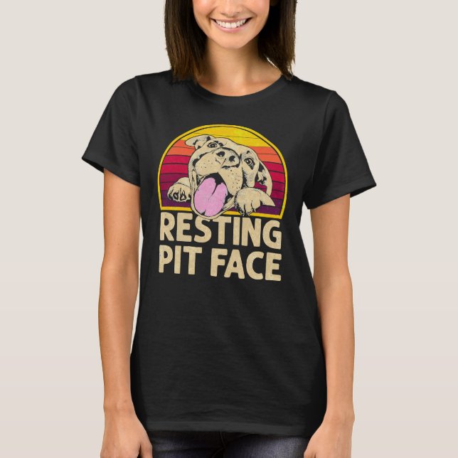 Camiseta Perro Pitbull Resting Pit Face Funny Para Pitbull  (Anverso)