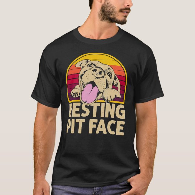 Camiseta Perro Pitbull Resting Pit Face Funny Para Pitbull  (Anverso)