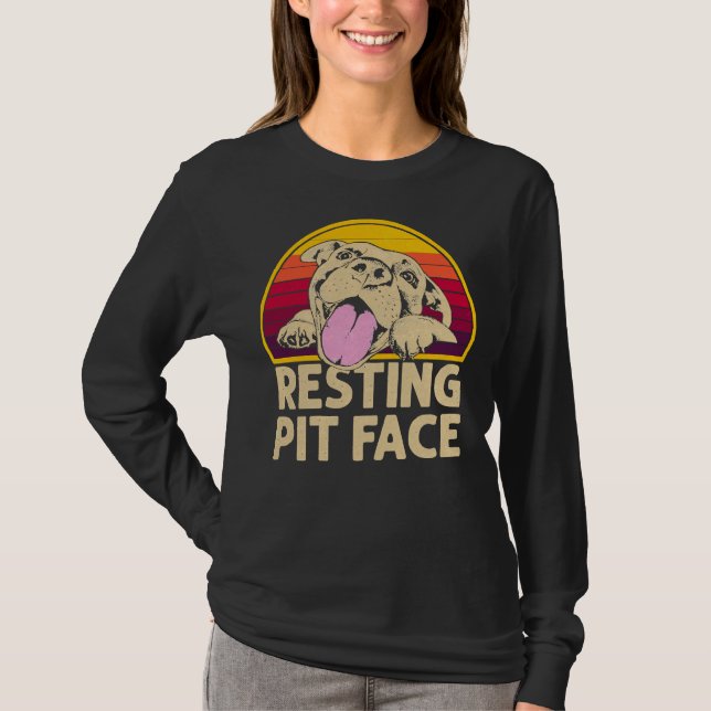 Camiseta Perro Pitbull Resting Pit Face Funny Para Pitbull  (Anverso)