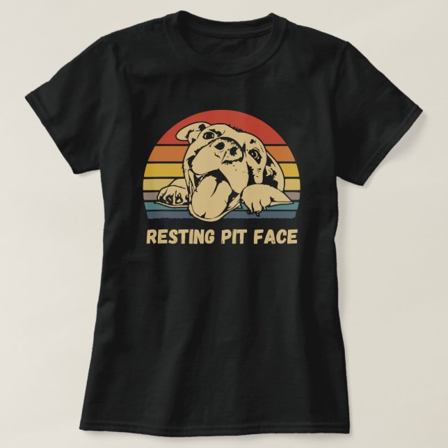 Camiseta Perro Pitbull Resting Pit Face I Love My Pit Retro (Diseño del anverso)