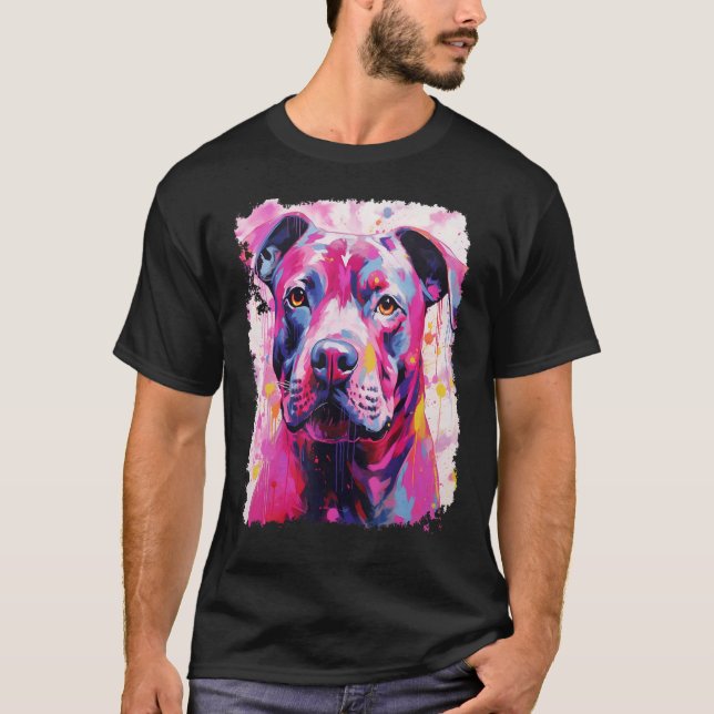 Camiseta Perro Pitbull Rosa (Anverso)