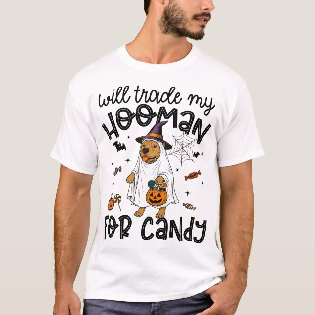 Camiseta Perro Pitpull Fantasma Espeluznante de Halloween (Anverso)
