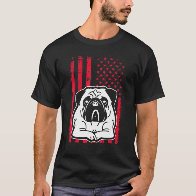 Camiseta Perro Pogar La Bandera Estadounidense (Anverso)