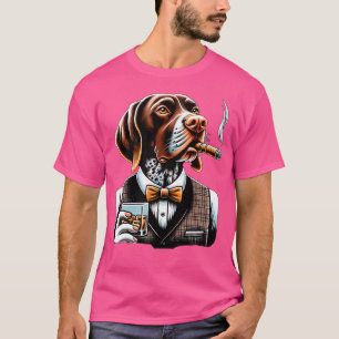 Camiseta Perro Pointer Alemán de Pelo Corto Cigarro y Whisk